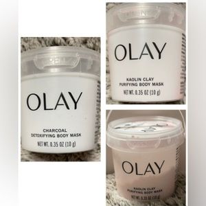 3 NEW~OLAY~Body Mask~2 Kaolin Clay Purifying~1 Charcoal Detoxify 0.35 oz~Sealed